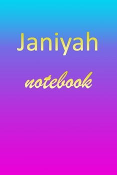 Janiyah: Blank Notebook | Wide Ruled Lined Paper Notepad | Writing Pad Practice Journal | Custom Personalized First Name Initial J Blue Purple Gold  | ... Homeschool & University Organizer Daybook