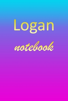 Logan: Blank Notebook | Wide Ruled Lined Paper Notepad | Writing Pad Practice Journal | Custom Personalized First Name Initial L Blue Purple Gold  | ... Homeschool & University Organizer Daybook