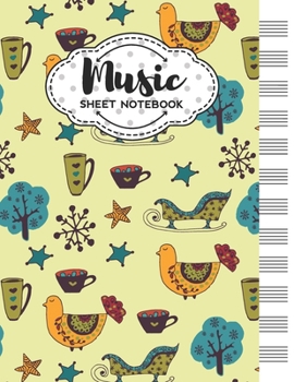 Paperback Music Sheet Notebook: Blank Staff Manuscript Paper with Unique Christmas Themed Cover Design Book