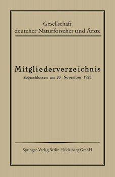 Paperback Mitgliederverzeichnis: Abgeschlossen Am 30. November 1925 [German] Book