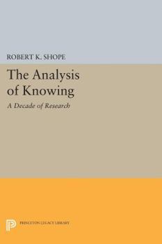 Hardcover The Analysis of Knowing: A Decade of Research Book