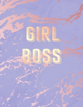 Girl Boss: Inspirational Quote Bullet Journal, Trendy Purple Marble and Rose Gold | 8.5 x 11, 120 Dot Grid Pages