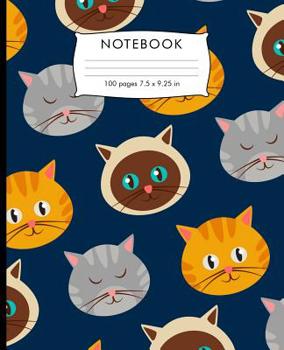 Paperback Notebook: Cute cat pattern Composition Notebook with Cursive Paper. 100 pages Cursive Paper Book 7.5 x 9.25 inches for practice Book