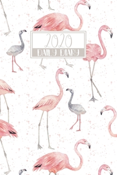 2020 Daily Diary: A5 Full Day on a Page DO1P Lined Planner Writing Journal | Pink & Grey Watercolour Mother & Baby Flamingo Pattern (2020 Daily Diaries)