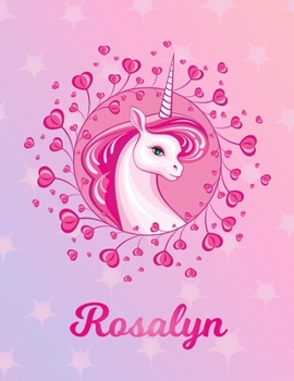 Paperback Rosalyn: Unicorn Sheet Music Note Manuscript Notebook Paper - Magical Horse Personalized Letter R Initial Custom First Name Cov Book