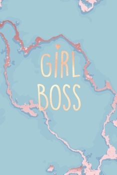 Girl Boss: Inspirational Quote Bullet Journal, Soft Blue Marble and Gold | 6 x 9, 120 Dot Grid Pages