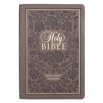 Imitation Leather KJV Bible Thinline Brown with Flowers [Large Print] Book