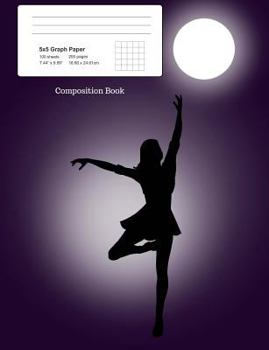 Composition Book: Dancing Lady in Moonlight, Graph Paper 5 X 5 Squared, 7.44 X 9.69 200 Paged Composition Book,