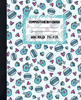 Paperback Blue Macaron Composition Notebook: Pretty Lined Paper Exercise Book for Kids - Wide Ruled Notebook for Schoolgirl - Unique Gift Idea with Cute Pattern Book
