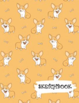 Paperback Sketchbook: Excited Orange Corgi Dog Fun Framed Drawing Paper Notebook Book