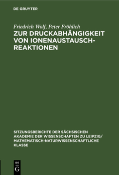 Hardcover Zur Druckabhängigkeit Von Ionenaustauschreaktionen [German] Book