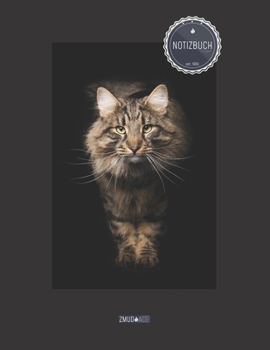 ZMUDACE Notizbuch Liniert: in DIN A4 Softcover ZL126 Wildkatze Katze 156 leere linierte Seiten mit pers�nlichem Register + Seitenzahlen Zeichenbuch, Skizzenbuch, Lineatur 4, Malbuch, Notizheft zum Sel
