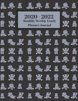 Paperback 2020 - 2022 Monthly Weekly Yearly Planner Journal: Hippopotamus Cartoon Jungle Zoo Animal Design Cover 2 Yr Planner Appointment Calendar Organizer And Book