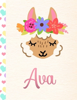 Ava: Personalized Llama Journal For Girls - 8.5x11 110 Pages Notebook/Diary With Pink Name