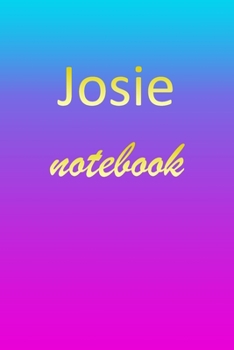 Josie: Blank Notebook | Wide Ruled Lined Paper Notepad | Writing Pad Practice Journal | Custom Personalized First Name Initial J Blue Purple Gold  | ... Homeschool & University Organizer Daybook