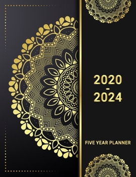 Paperback 5 Year Planner 2020 - 2024: Gold Garden 5 Year Planner Calendar Book 2020-2024 Size 8.5 x 11 Inch, 60 Months Calendar, 5 Year Appointment Calendar Book