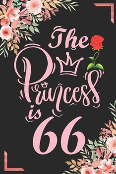 The Princess Is 66: 66th Birthday & Anniversary Notebook Flower Wide Ruled Lined Journal 6x9 Inch ( Legal ruled ) Family Gift Idea Mom Dad or Kids in Holidays - Marble & Red Love Flowers Cover