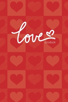 Love Notebook, Blank Write-in Journal, Dotted Lines, Wide Ruled, Medium (A5) 6 x 9 In (Red)