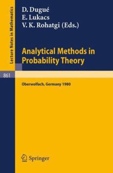 Paperback Analytical Methods in Probability Theory: Proceedings of the Conference Held at Oberwolfach, Germany, June 9-14, 1980 Book