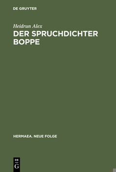 Hardcover Der Spruchdichter Boppe: Edition - Übersetzung - Kommentar [German] Book