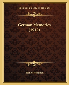 Paperback German Memories (1912) Book