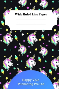 Cute Unicorn Theme Wide Ruled Line Paper