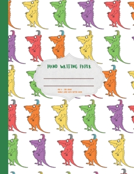 Paperback Handwriting Paper: Cute dragon dinosaur winter themed practice hand writing paper. Pre K 3rd grade. Double lined dotted guide. Large form Book
