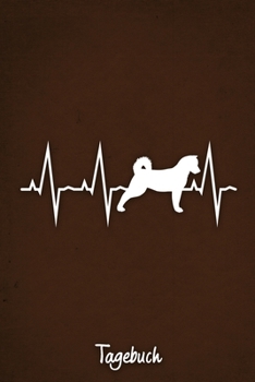 Tagebuch: Braunes liniertes American Akita Hunde Journal Herzschlag ca DIN A5 weiß liniert 110 Seiten (German Edition)