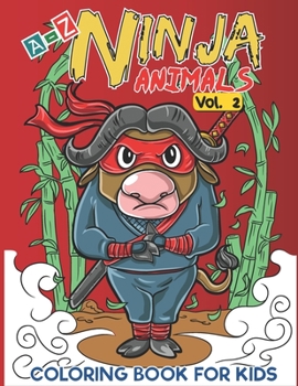 Paperback A-Z Ninja Animals Coloring Book for Kids: Alphabet coloring pages w/ One sided Fun & Relaxing Different Cute Animals to Color as Gift for Kids, Toddle Book