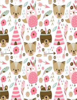 Notebook : Pink Bear, Cat and Owl Notebook for Girls, Large Size - Letter/A4, Wide Ruled