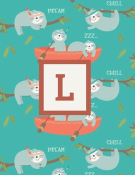 L: Letter Cute Sloth Animal Monogrammed 2020 Weekly Planner - January 2020 - December 2020 (8.5"x11")