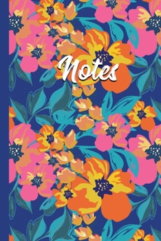 Notes: Pink and Orange Floral Pretty Flower Pattern Notebook for Girls - 6" X 9" 120 Pages
