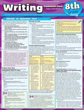 Cards Writing Common Core 8th Grade: A Quickstudy Laminated Reference Guide Book