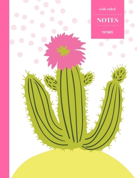 Paperback Wide Ruled Notes 110 Pages: Cactus Notebook for Kids, Teens and Students - Succulent Llama Pattern Book