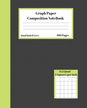 Paperback Graph Composition Notebook 5 Squares per inch 5x5 Quad Ruled 5 to 1 100 Sheets: Cute Dark Cover Light green gift Book grid squared paper Back To Schoo Book