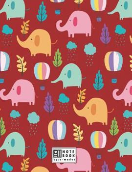 Paperback Notebook: Cute elephant on red cover and Dot Graph Line Sketch pages, Extra large (8.5 x 11) inches, 110 pages, White paper, Ske Book