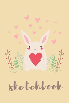 Paperback Sketchbook: Cute Rabbit with Heart, College Ruled Book