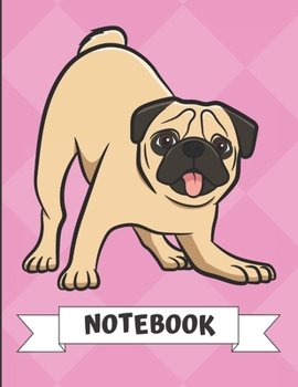 Paperback Notebook: Cute Pug Dog Cartoon on a Pink Diamond Background. Book is Filled with Lined Journal Paper for Notes and Creating Writ Book