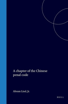 Hardcover A Chapter of the Chinese Penal Code Book