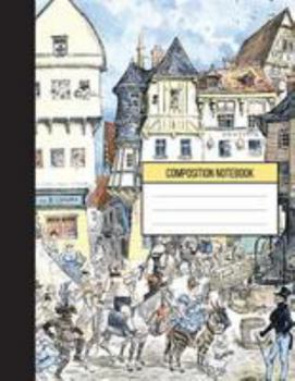 Composition Book: Graph Paper Notebook for School 110 Pages, 8. 5x11inch, Lively Town Vintage Design : School Notebook Journal for Student / Teacher / Office