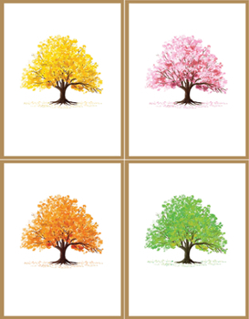 Gift Watercolor Trees Premium Note Cards (20 Cards with 4 Unique Designs. 21 Self-Sealing Envelopes) Book