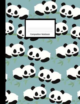 Paperback Composition Book: Wide Ruled Notebook Panda Bears on Blue Design Cover Book