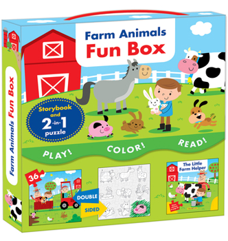 Paperback Farm Animals Fun Box: Includes a Storybook and a 2-In-1 Puzzle Book