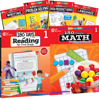 Hardcover 180 Days Reading, High-Frequency Words, Math, Problem Solving, Writing, & Language Grade 1: 6-Book Set Book