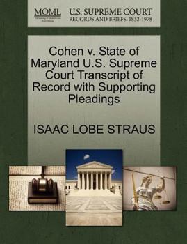 Paperback Cohen V. State of Maryland U.S. Supreme Court Transcript of Record with Supporting Pleadings Book