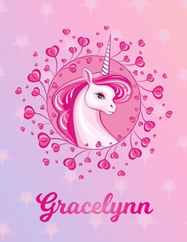 Paperback Gracelynn: Unicorn Sheet Music Note Manuscript Notebook Paper - Magical Horse Personalized Letter A Initial Custom First Name Cov Book