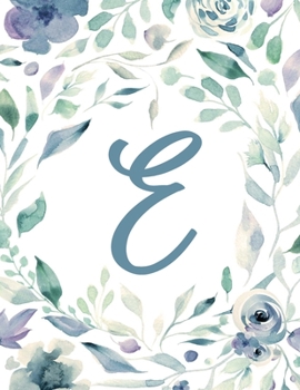 E: Light Purple Floral 8.5”x11” Lined Notebook (Light Purple Floral Alphabet Series - Letter E)
