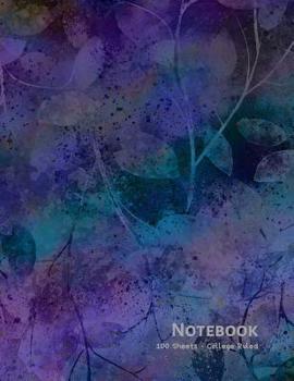 Paperback Notebook: Purple and Teal Leaves - 100 Sheets - College Ruled (8.5 x 11) Book