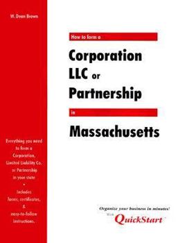 Paperback How to Form a Corporation LLC or Partnership in Massachusetts Book