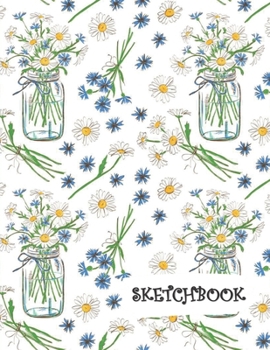 Paperback Sketchbook: Daisies in a Jar Fun Framed Drawing Paper Notebook Book